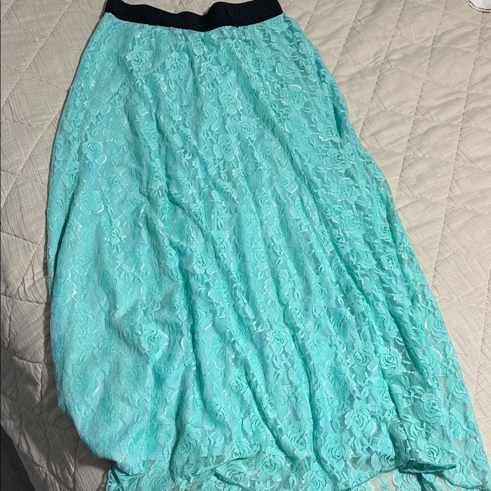Elegant Lace Aqua Skirt